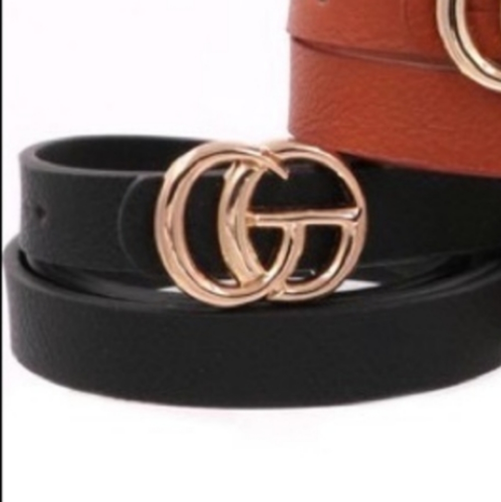 Kara and Kate women's faux leather belt black with goldtone buckle